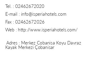 Isperia Davraz Hotel iletiim bilgileri